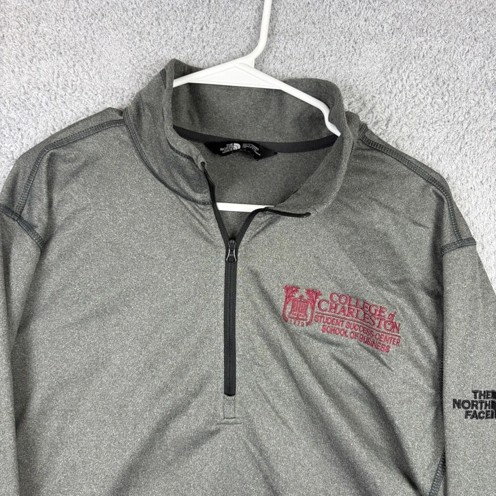 North Face Pullover Mens Large Gray College of Charleston 1/4 Zip Active Fleece